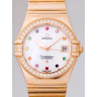 オメガ OMEGA コンステレーション アイリス マイチョイス 1140.79 RG 11Pカラーストーン ダイヤベゼル ホワイトシェル