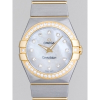 オメガ OMEGA コンステレーション ブラッシュ 123.25.27.60.55.003 SS/YG 12Pダイヤ クォーツ ホワイトシェル