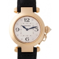 カルティエスーパーコピー Cartier パシャ WJ11913G 32mm ＰG 8Pダイヤ 皮 シルバー レディース