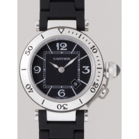 カルティエスーパーコピーCartier パシャ W3140003 シータイマー レディ ブラックラバーブレス シルバー