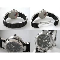 カルティエスーパーコピーCartier パシャ W3140003 シータイマー レディ ブラックラバーブレス シルバー