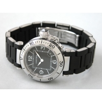 カルティエスーパーコピーCartier パシャ W3140003 シータイマー レディ ブラックラバーブレス シルバー