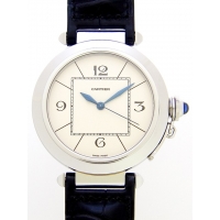 カルティエ Cartier パシャ W3107255 42mm ＳＳ ブラック皮  ホワイト