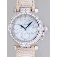 カルティエ Cartier パシャ WJ123221 32mm WG アラビアパヴェダイヤ ベージュ皮 ホワイトシェル