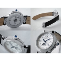 カルティエ Cartier パシャ XL GMT W3109255 42mm 黒皮  シルバー