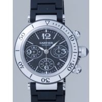 カルティエ Cartier パシャ W31088U2 シータイマー クロノグラフ ラバーブレス ブラック