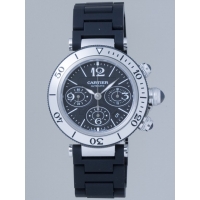カルティエ Cartier パシャ W31088U2 シータイマー クロノグラフ ラバーブレス ブラック