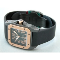カルティエスーパーコピー Cartier サントス100 MM レディース ADLCコーティング W2020007 PG/SS ブラック