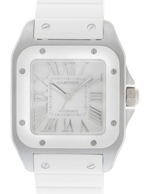 カルティエスーパーコピー Cartier サントス100 MM レディース W20129U2 白ラバー ホワイト