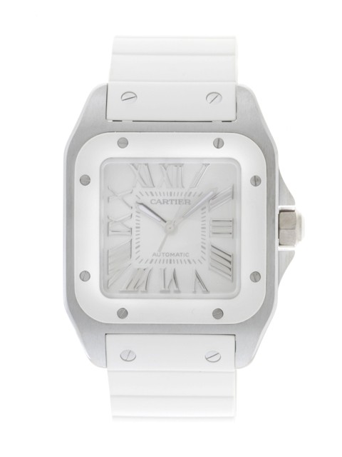 カルティエスーパーコピー Cartier サントス100 MM レディース W20129U2 白ラバー ホワイト