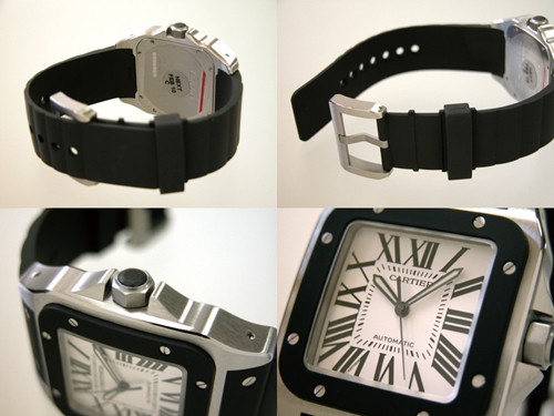 カルティエスーパーコピー Cartier サントス100 ラバー W20121U2 ＳＳ 黒ラバー ホワイト