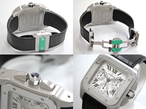 カルティエスーパーコピー Cartier サントス100 W20090X8 SS クロノグラフ 黒皮 ホワイト
