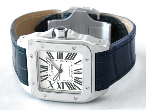 カルティエ Cartier サントス100 W20073X8 SS 青皮 ホワイト