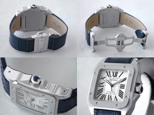 カルティエ Cartier サントス100 W20073X8 SS 青皮 ホワイト
