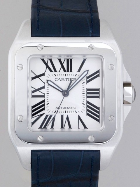 カルティエ Cartier サントス100 W20073X8 SS 青皮 ホワイト
