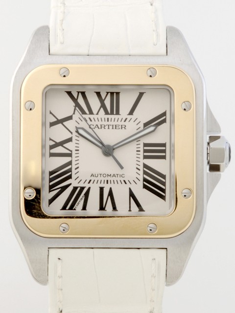 カルティエ Cartier サントス100 W20072X7 ＳＧ 白皮 ホワイト