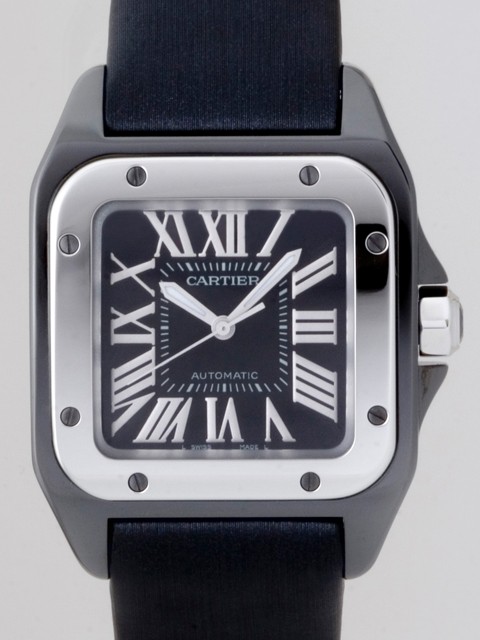 カルティエ Cartier サントス100 MM レディース ADLCコーティング W2020008 TI/SS ブラック