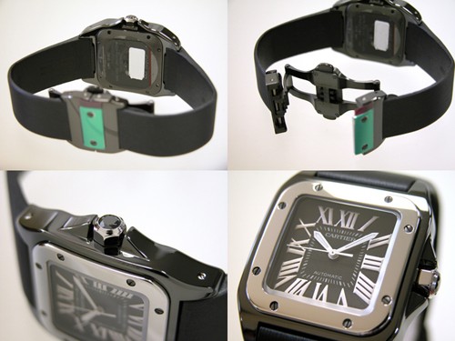 カルティエ Cartier サントス100 MM レディース ADLCコーティング W2020008 TI/SS ブラック