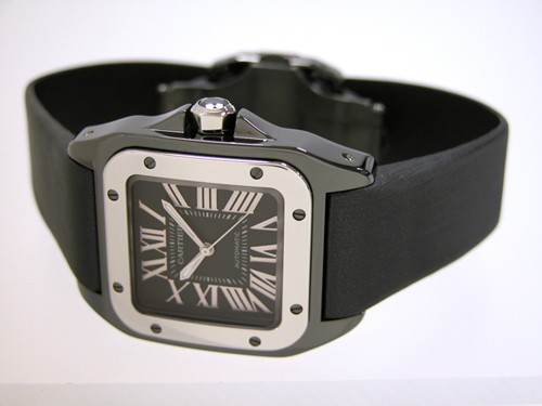 カルティエ Cartier サントス100 MM レディース ADLCコーティング W2020008 TI/SS ブラック