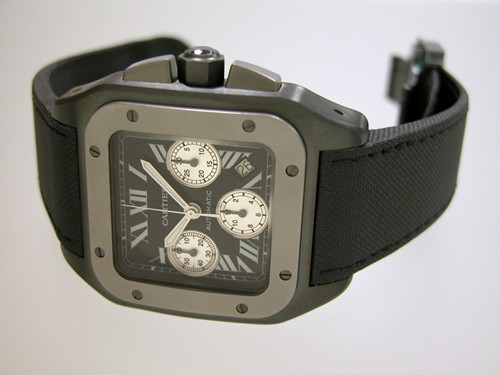 カルティエ Cartier サントス100 XL カーボン クロノグラフ W2020005 TI/SS  黒トワル ブラック
