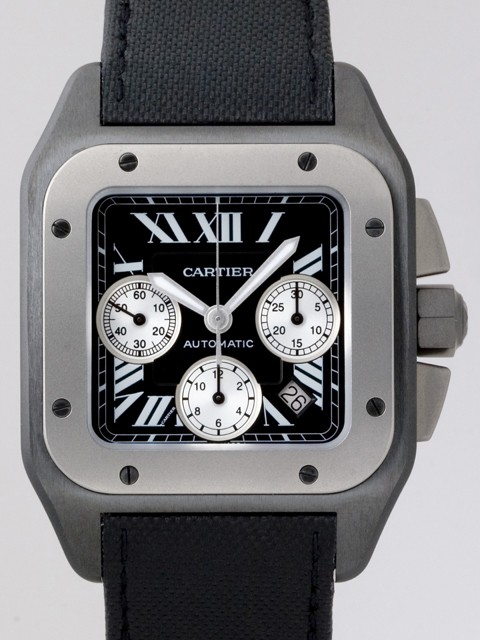 カルティエ Cartier サントス100 XL カーボン クロノグラフ W2020005 TI/SS  黒トワル ブラック