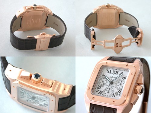 カルティエ Cartier サントス100 クロノ W20131Y1 PG シルバー