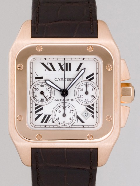 カルティエ Cartier サントス100 クロノ W20131Y1 PG シルバー