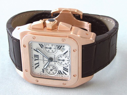 カルティエ Cartier サントス100 クロノ W20131Y1 PG シルバー