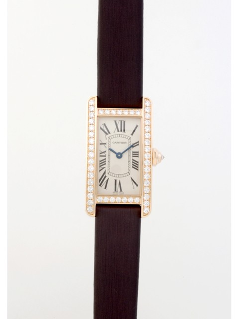 カルティエ Cartier タンクアメリカン WB707931 ケースダイヤ トワルストラップ ホワイト