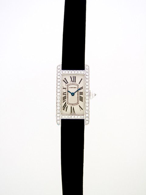カルティエ Cartier タンクアメリカン WB707331 ケース四方ダイヤ ホワイト