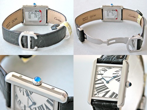カルティエ Cartier タンクソロ W5200018 ブラック皮ベルト ホワイト インデックスアニメーション