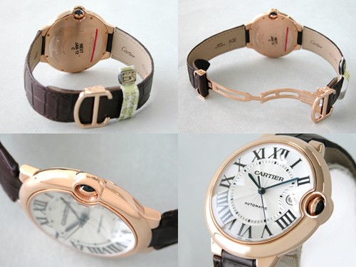 カルティエスーパーコピー Cartier バロンブルー  W6900651 PＧ LＭ 皮 シルバー 自動巻