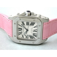 カルティエスーパーコピー Cartier サントス100 MM レディース W20126X8 ＳＳ ピンク皮 ホワイト