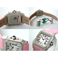 カルティエスーパーコピー Cartier サントス100 MM レディース W20126X8 ＳＳ ピンク皮 ホワイト