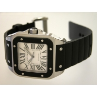 カルティエスーパーコピー Cartier サントス100 ラバー W20121U2 ＳＳ 黒ラバー ホワイト