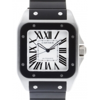 カルティエスーパーコピー Cartier サントス100 ラバー W20121U2 ＳＳ 黒ラバー ホワイト