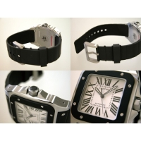 カルティエスーパーコピー Cartier サントス100 ラバー W20121U2 ＳＳ 黒ラバー ホワイト