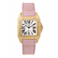 カルティエスーパーコピー Cartier サントス100 MM レディース W20112Y1 ＹＧ 皮 ホワイト