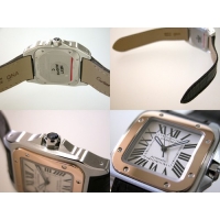 カルティエスーパーコピー Cartier サントス100 MM レディース W20107X7 茶皮 ホワイト 自動巻