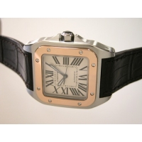 カルティエスーパーコピー Cartier サントス100 MM レディース W20107X7 茶皮 ホワイト 自動巻
