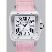 カルティエスーパーコピー Cartier サントス100 MM レディース W20106X8 SS ピンク皮 ホワイト
