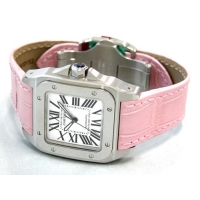 カルティエスーパーコピー Cartier サントス100 MM レディース W20106X8 SS ピンク皮 ホワイト