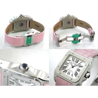 カルティエスーパーコピー Cartier サントス100 MM レディース W20106X8 SS ピンク皮 ホワイト