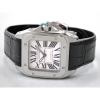 カルティエスーパーコピー Cartier サントス100 MM レディース W20106X8 SS 黒皮 ホワイト