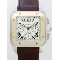 カルティエスーパーコピー Cartier サントス100 W20091X7 ＳＧ クロノグラフ 茶皮 ホワイト