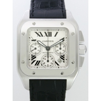 カルティエスーパーコピー Cartier サントス100 W20090X8 SS クロノグラフ 黒皮 ホワイト