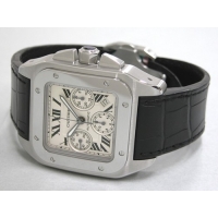 カルティエスーパーコピー Cartier サントス100 W20090X8 SS クロノグラフ 黒皮 ホワイト