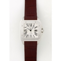カルティエ Cartier サントス100 W20073X8 SS 茶皮 ホワイト