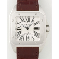 カルティエ Cartier サントス100 W20073X8 SS 茶皮 ホワイト