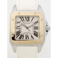 カルティエ Cartier サントス100 W20072X7 ＳＧ 白皮 ホワイト